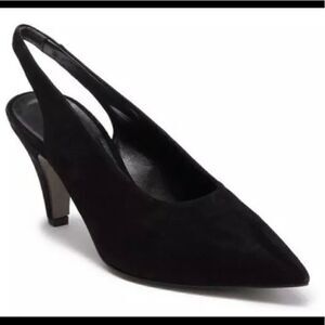 REBECCA MINKOFF SIMONA Kitten Heeled Black Suede Pump